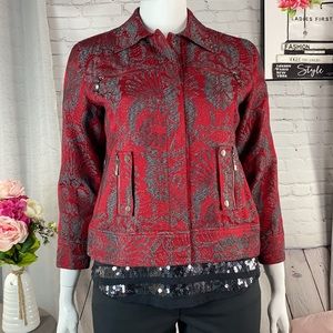 CHICO’S Red/Black/Silver Jacket Size: 3=XL=16